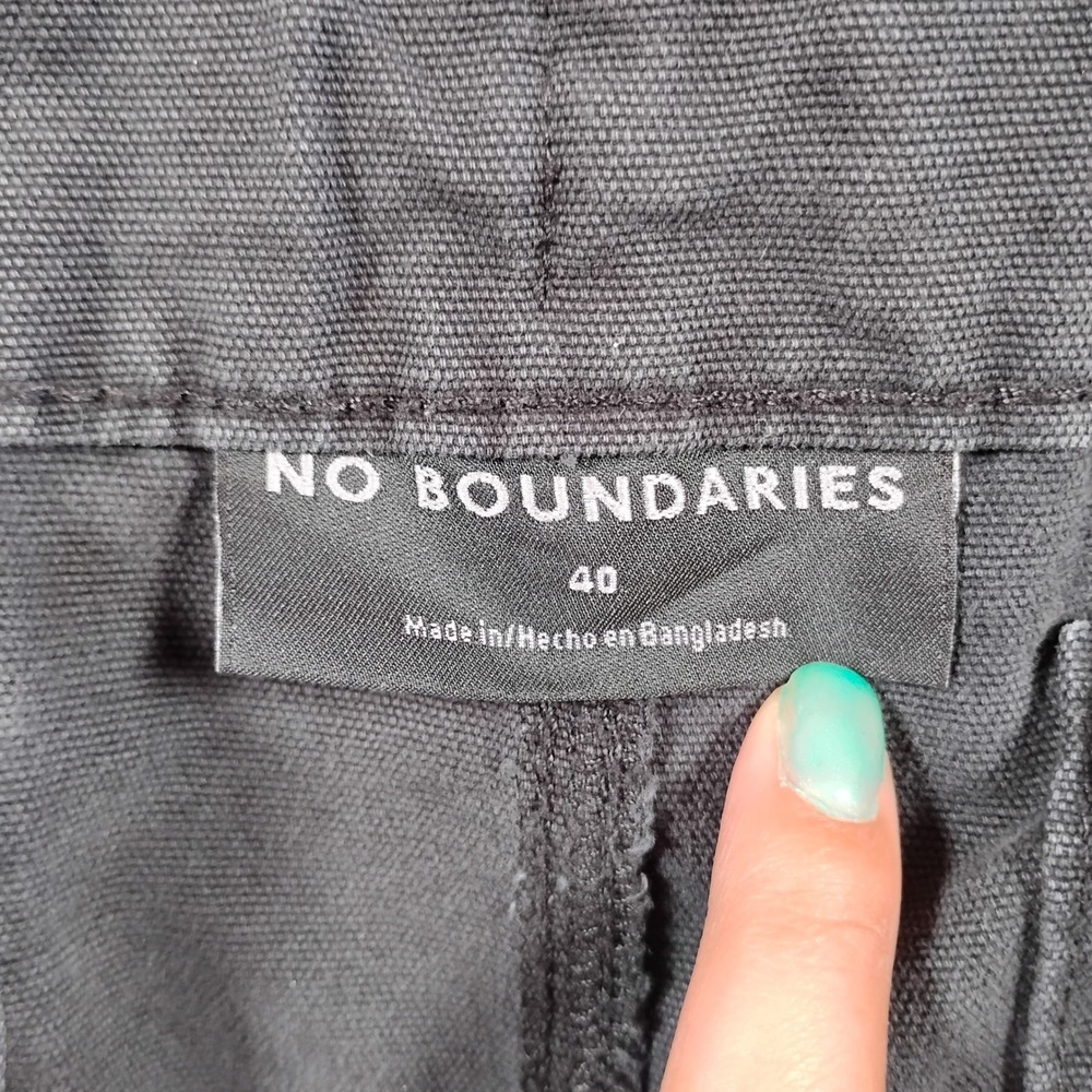 No Boundaries Pants Mens Charcoal Gray Cotton Canvas Cargo 40 Wide Leg - Picture 2 of 11